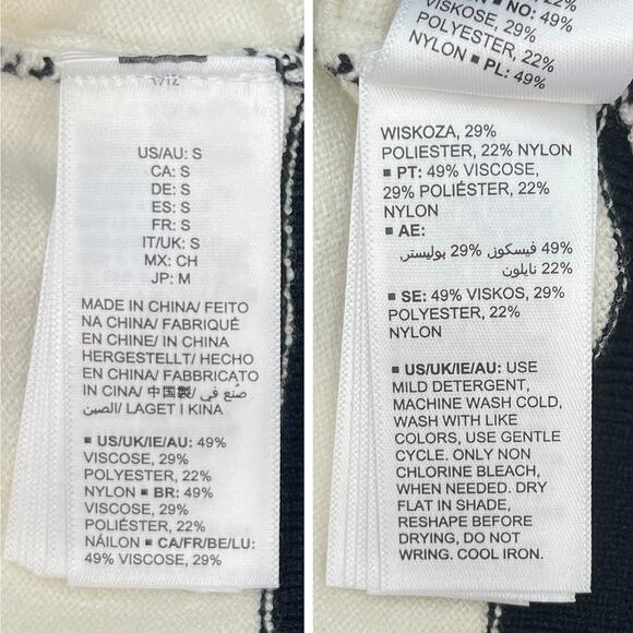 Amazon's The Drop Joan Split-Neck Polo Sweater Sz S New $50 Black White Striped - Picture 7 of 11
